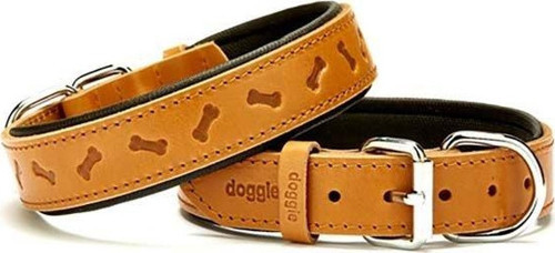 Comfort Deri Kemik Desenli Köpek Boyun Tasması Medium Camel 3x42-50 Cm - KONG