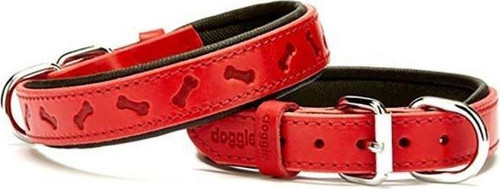 Comfort Deri Kemik Desenli Köpek Boyun Tasması Medium Kırmızı 2.5x37-45 Cm - KONG