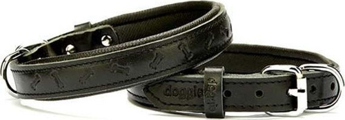 Comfort Deri Kemik Desenli Köpek Boyun Tasması Small Siyah 2x30-35 Cm - KONG