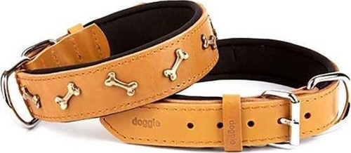 Comfort Deri Kemik Süslü Köpek Boyun Tasması Large Camel 3.5x52-60 Cm - KONG