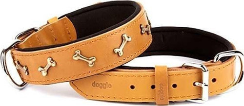 Comfort Deri Kemik Süslü Köpek Boyun Tasması Large Camel 4x57-65 Cm - KONG