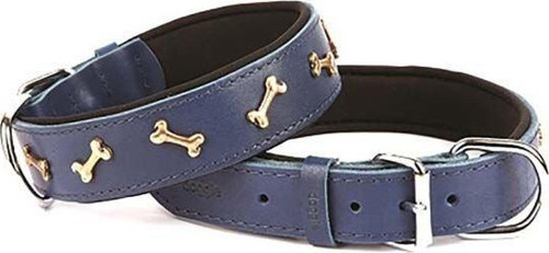 Comfort Deri Kemik Süslü Köpek Boyun Tasması Small Mavi 4x47-55 Cm - KONG