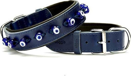 Comfort Deri Nazar Boncuklu Köpek Boyun Tasması Small Mavi 4x47-55 Cm - KONG