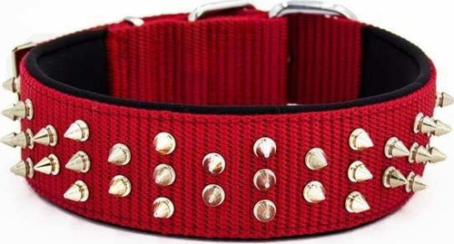 Comfort Dokuma Bol Çivili Köpek Boyun Tasması Medium Kırmızı 5x55-65 Cm - KONG