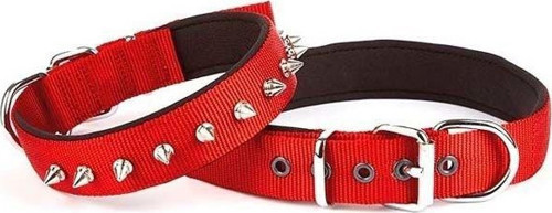 Comfort Dokuma Çivili Köpek Boyun Tasması Medium Kırmızı 2,5x37-45 cm - KONG