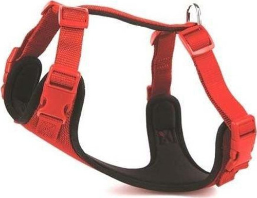 Havalı Dokuma Köpek Göğüs Tasması Medium Kırmızı 2x45-55 Cm - KONG