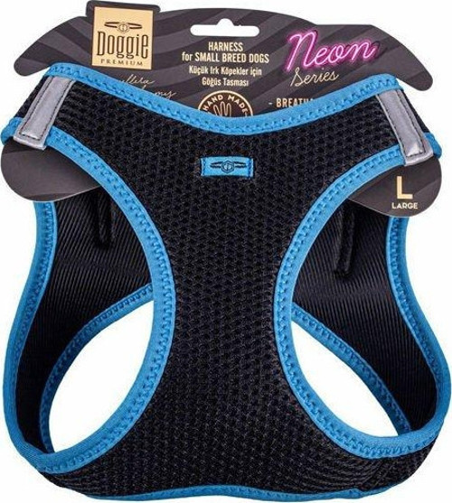 Havalı Dokuma Neon Küçük Irk Köpek Göğüs Tasması Large Mavi 42-48 Cm