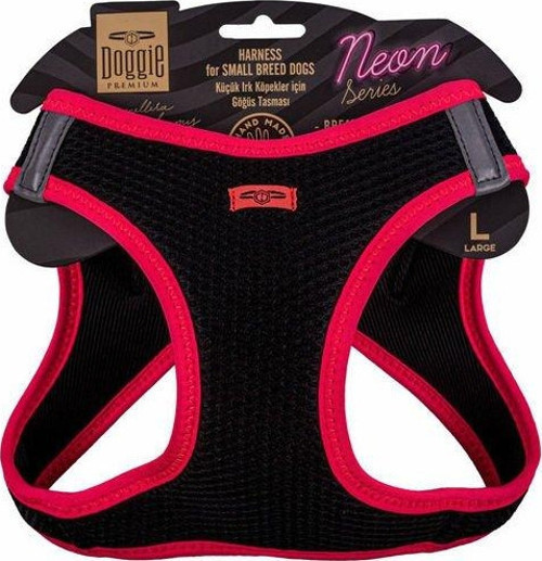 Havalı Dokuma Neon Küçük Irk Köpek Göğüs Tasması Large Pembe 42-48 Cm