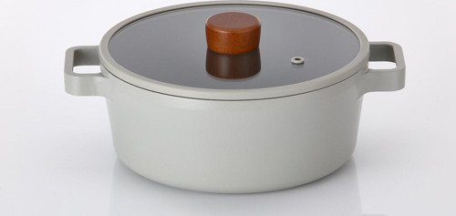 0128 D-NEOG18C FIKA ALUMINYUM DOKUM TENCERE GRI CAM KAPAKLI 18CM
