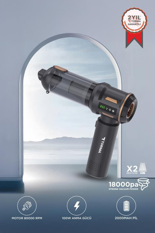 LT-100 Siyah 4in1 Mini Çok Fonksiyonlu Şarjlı Araç ve Ev Kullanımı İçin El Süpürgesi