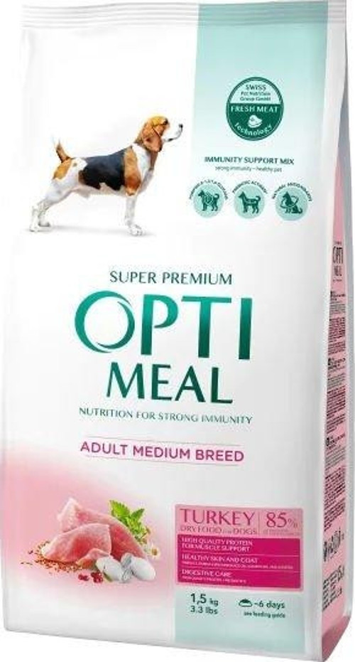 Orta Irklar için Hindi Etli Yetişkin Köpek Maması 1.5 Kg