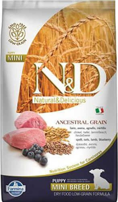 Ancestral Grain Kuzu Etli Yaban Mersinli Küçük Irk Ata Tahıllı Yavru Köpek Maması 2,5 Kg - KONG