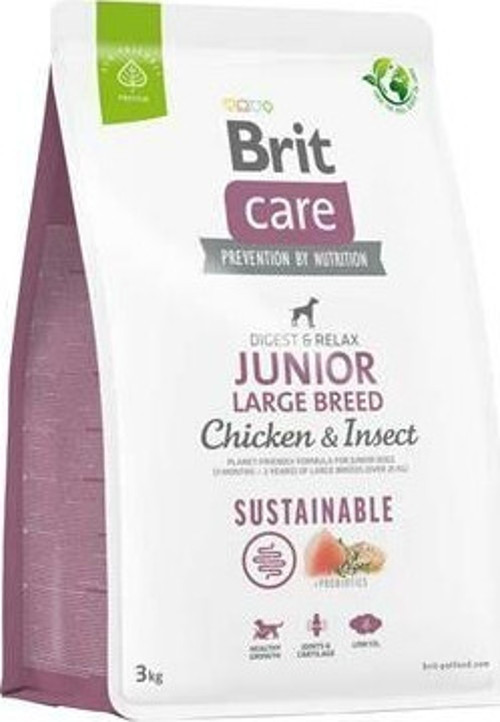 Sustainable Junior Large Breed Böcek ve Tavuklu Büyük Irk Yavru Köpek Maması 3 Kg