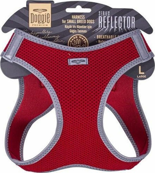 Havalı Dokuma Reflektör Küçük Irk Köpek Göğüs Tasması Large Kırmızı 42-48 Cm