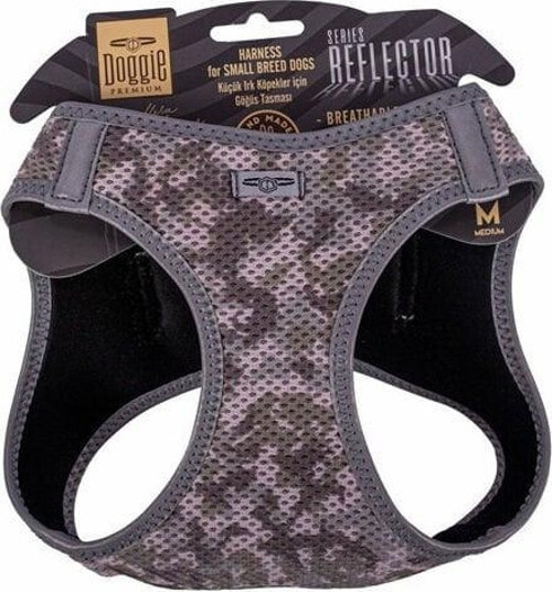 Havalı Dokuma Reflektör Küçük Irk Köpek Göğüs Tasması Medium Kamuflaj 38-44 Cm