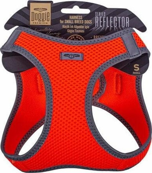 Havalı Dokuma Reflektör Küçük Irk Köpek Göğüs Tasması Small Turuncu 32-38 Cm
