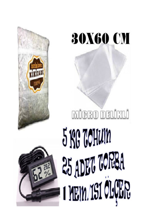 Istiridye Mantarı Başlangıç Seti ( 5 Kg Tohum +25 Adet Torba+Ekim Kılavuzu+ Nem Isı Ölçer Aleti)