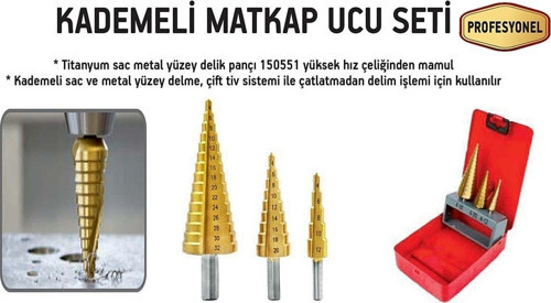 Üçlü Kademeli Matkap Ucu Seti