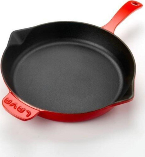 Döküm Yuvarlak Kızartma Tavası Döküm Demir Yekpare Saplı. Çap(Ø)28 Cm - Kırmızı