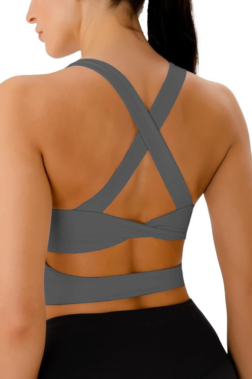 Kadın Çarpraz Sırt Detaylı Kaplı Yoga Egzersiz Fitness Spor Sütyeni CRS001