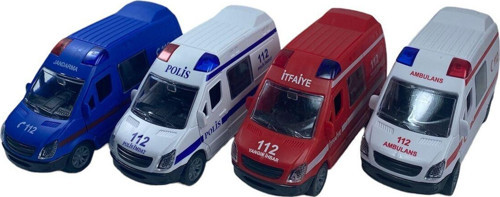 Ambulans Polis Jandarma Ve İtfaiye Araçları 4'lü Set Kapıları Açılan Sürtmeli 12 cm