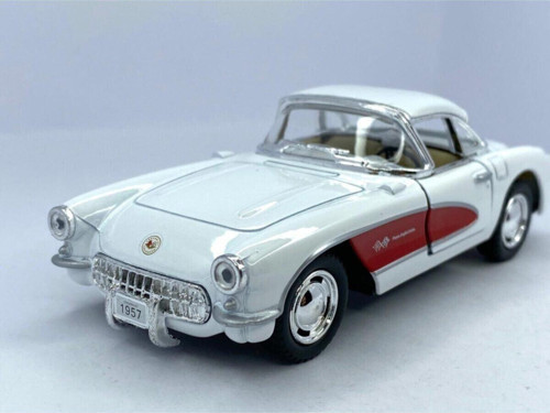 1957 Chevrolet Corvette Çek Bırak 5inch. Lisanslı Model Araba, Oyuncak Araba 1:34 Beyaz