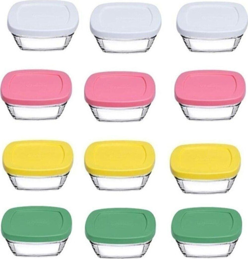 96840 Pudding Silikon Kapaklı Cam Saklama Kabı 12 Li Kahvaltılık 310cc.