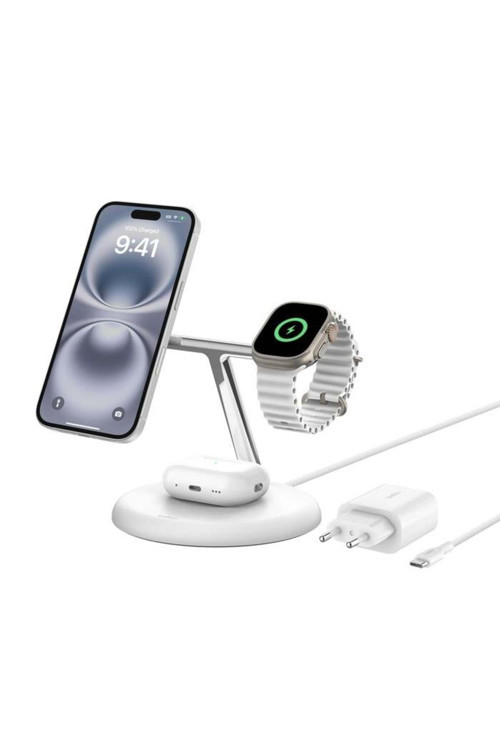 WIZ023VFWH Qi2 15W 3in1 MagSafe Şarj Standı - Beyaz