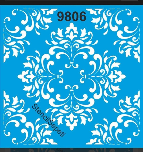 Damask Deseni Stencıl Şablon St9806 20x20 Cm