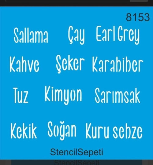 Çay Kahve Tuz Deseni Stencıl Şablon St8153 30x30 Cm