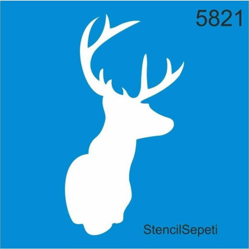 Geyik Başı Deseni Stencıl Şablon ST5821- 20x20cm
