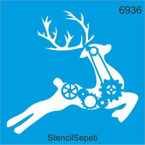 Ren Geyikleri Deseni Stencıl Şablon ST6936- 20x20cm
