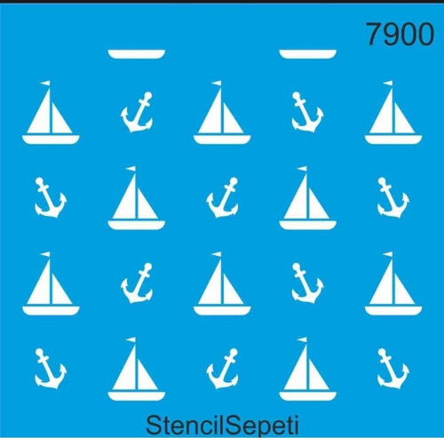 Yelkenli Deseni Stencıl Şablon St7900 20x20 Cm