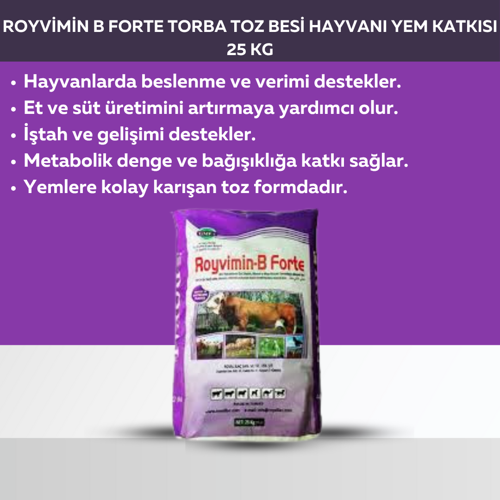 Royvimin B Forte Torba Toz Besi Hayvanı Yem Katkısı 25 Kg