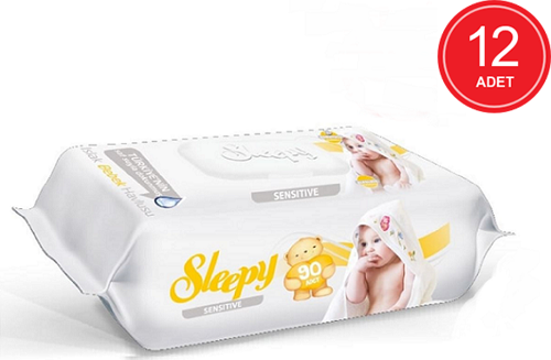 Sensitive 90'lı Islak Havlu 12'li Paket Toplam 1080 Yaprak