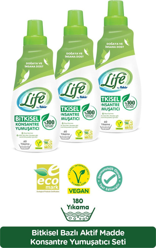 %100 Bitkisel Bazlı Konsantre Çamaşır Yumuşatıcısı 1500 ml x 3 Adet