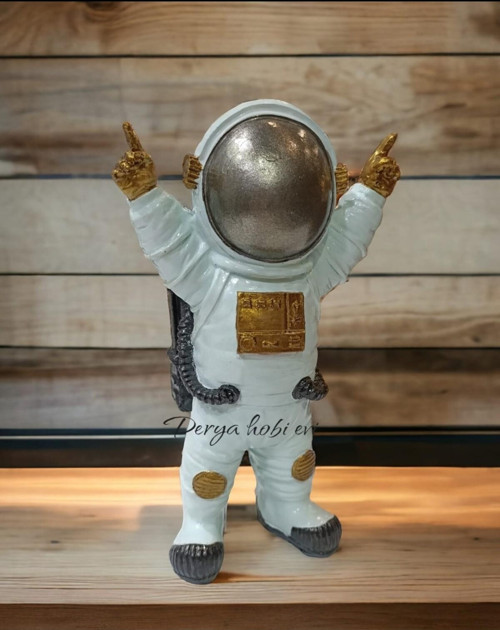 Dekoratif Buz Beyazı Astronot Biblo Heykel