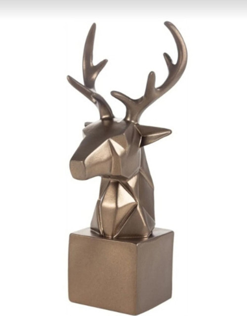 Dekoratif Kaideli Geyik Heykel Biblo Metalik Cuppıcuno