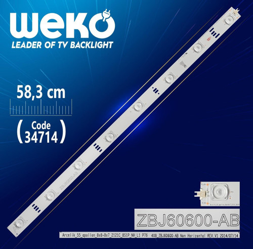 ARCELİK_55_APOLLON_8X8+8X7_2121C_8S1P_NH_L1 P76 4X8_ZBJ60600-AB REV.V1 - 58.3 CM 8 LEDLİ - (WK-042)
