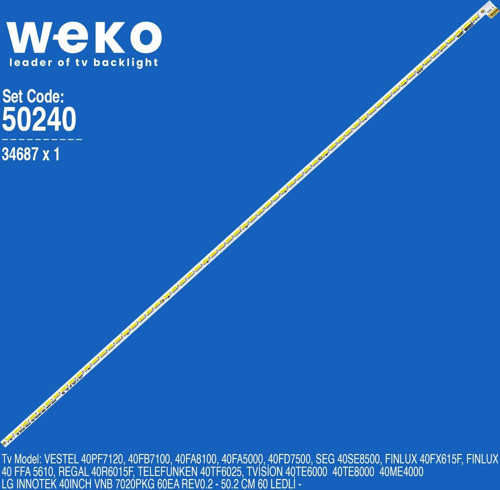 WKSET-5240 34687X1 40INCH VNB 7020PKG 60EA REV0.2 1 ADET LED BAR (60LED)