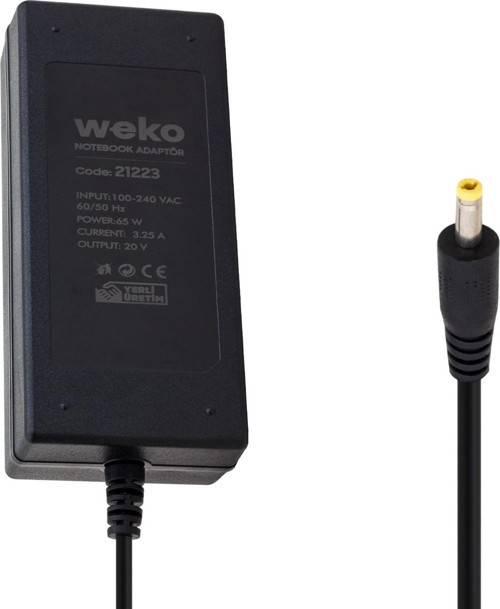 20 VOLT - 3.25 AMPER - 65 WATT 4.0*1.7 UÇLU YERLİ ÜRETİM NOTEBOOK ADAPTÖR