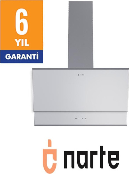 -H10060W 60CM BEYAZ CAM INOX CITALI ÇİFT CAMLI EĞİMLİ DAVLUMBAZ