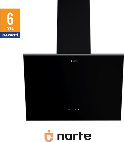 -H20060BX 60 CM Siyah Cam Inox Çıtalı Eğimli Davlumbaz - 6 YIL GARANTİLİ