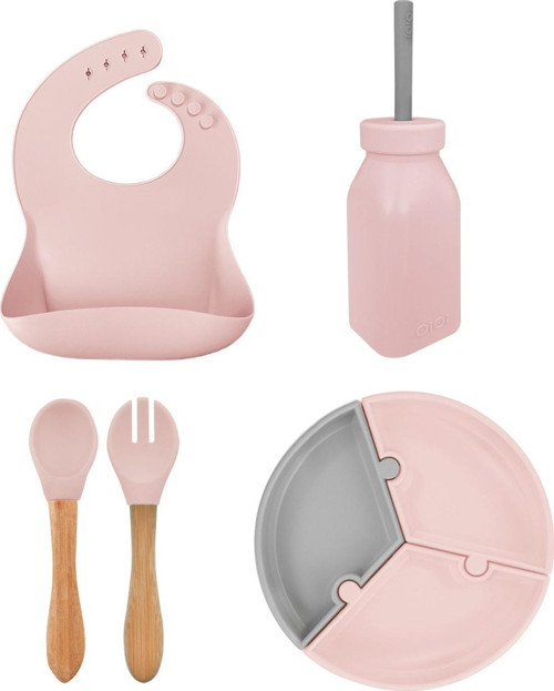 Pink Dörtlü Set (önlük+şişepipet+puzzle+kaşıkçatal)