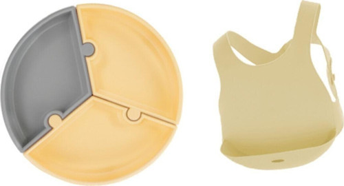 Silikon Set Vakum Tabanlı Puzzele Tabak Silikon Önlük