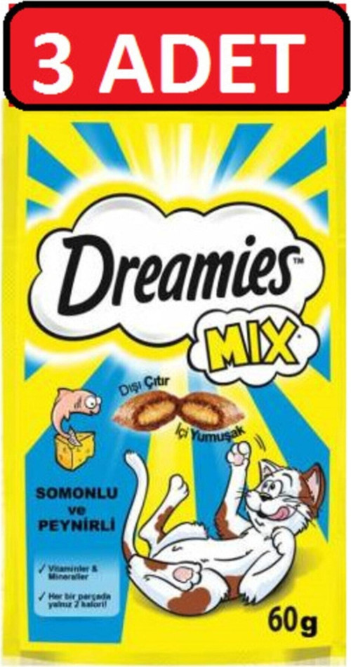 Mix Kedi Ödül Maması Peynirli-Somonlu 3 Adet X 60 Gr