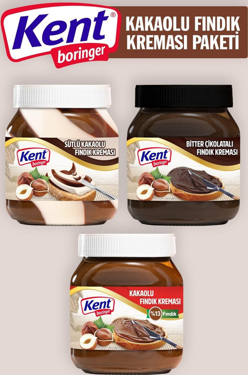 Kakaolu Fındık Kreması 3 'Lü Paket (Bitter-Kakaolu-Çift Renkli 350 Gr )