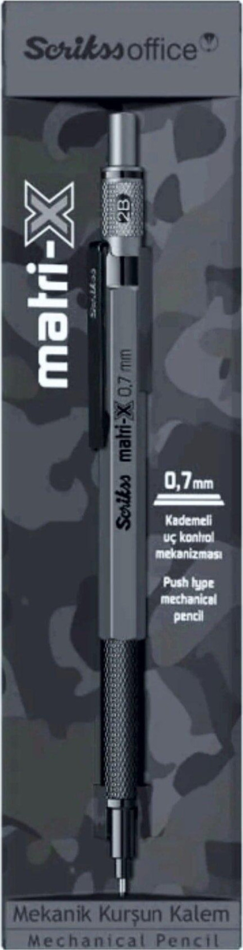 Matri-X Versatil Kalem (Mekanik Uçlu Kurşun Kalem) 0.7 Mm Gri Şeffaf Ambalaj