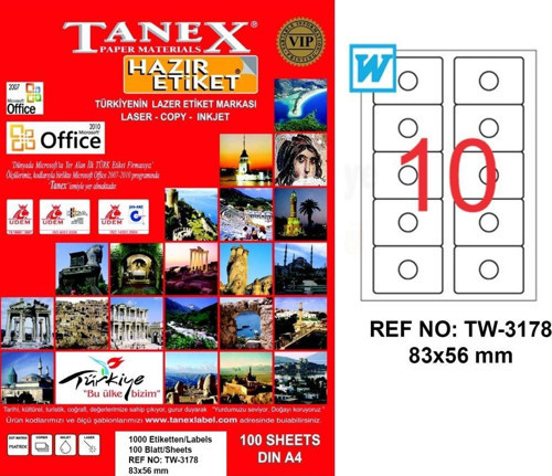 Tw-3178 Lazer Etiket 83X56 Mm Tw3178Las10100