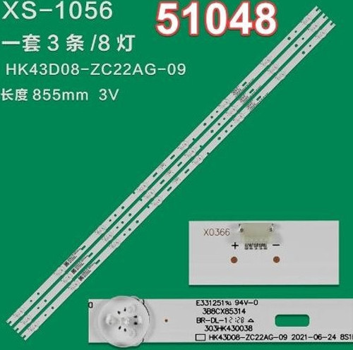 WKSET-6048 36856X3 HK43D08-ZC22AG-09 8S1P 303HK430038 3 ADET LED BAR(BÖLÜNMÜŞ 6 ADET)